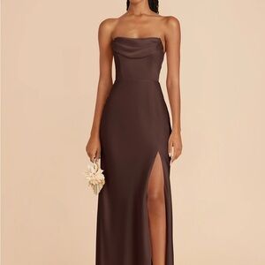 Birdy Grey Mia Matte Satin Convertible Dress in Espresso